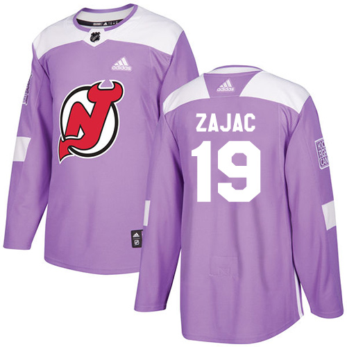 Adidas New Jersey Devils #19 Travis Zajac Purple Authentic Fights Cancer Stitched Youth NHL Jersey