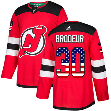 Adidas New Jersey Devils #30 Martin Brodeur Red Home Authentic USA Flag Stitched Youth NHL Jersey