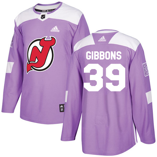 Adidas New Jersey Devils #39 Brian Gibbons Purple Authentic Fights Cancer Stitched Youth NHL Jersey