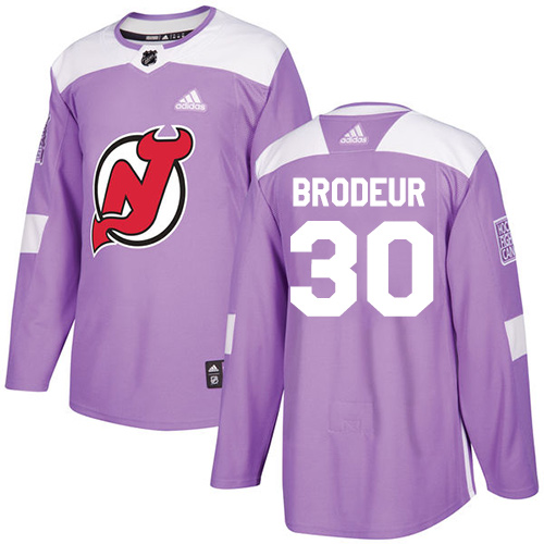 Adidas New Jersey Devils #30 Martin Brodeur Purple Authentic Fights Cancer Stitched Youth NHL Jersey