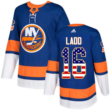 Adidas New York Islanders #16 Andrew Ladd Royal Blue Home Authentic USA Flag Stitched Youth NHL Jersey