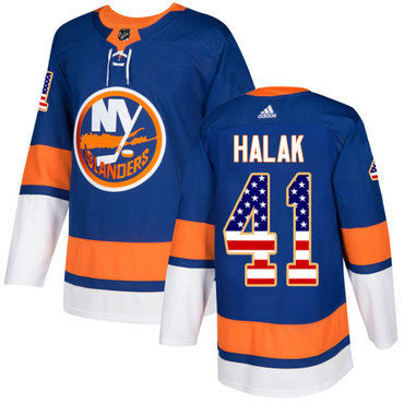 Adidas New York Islanders #41 Jaroslav Halak Royal Blue Home Authentic USA Flag Stitched Youth NHL Jersey