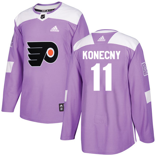 Adidas Philadelphia Flyers #11 Travis Konecny Purple Authentic Fights Cancer Stitched Youth NHL Jersey