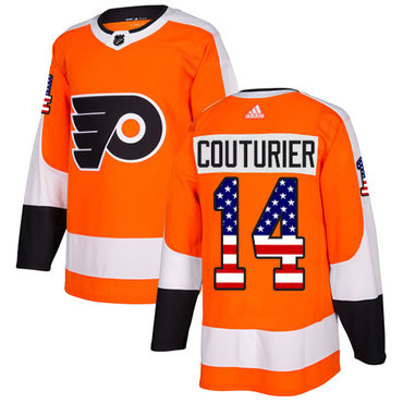 Adidas Philadelphia Flyers #14 Sean Couturier Orange Home Authentic USA Flag Stitched Youth NHL Jersey