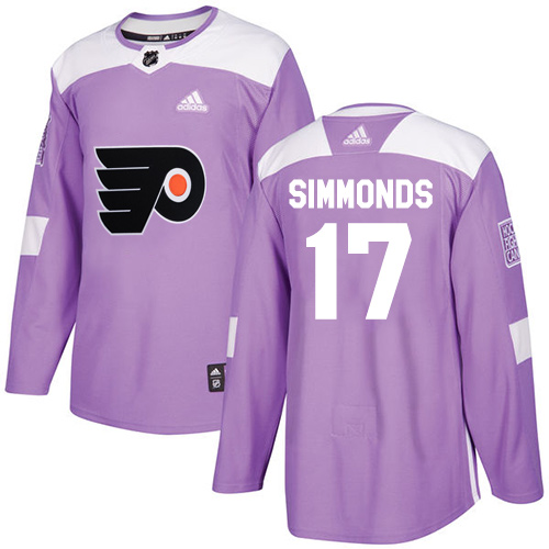 Adidas Philadelphia Flyers #17 Wayne Simmonds Purple Authentic Fights Cancer Stitched Youth NHL Jersey