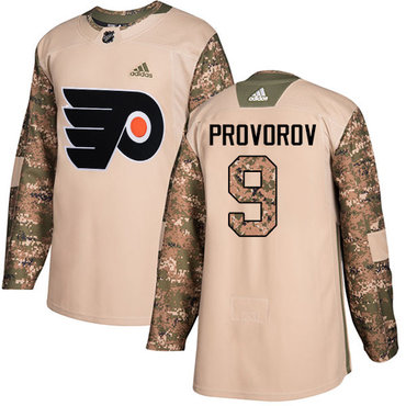 Adidas Philadelphia Flyers #9 Ivan Provorov Camo Authentic 2017 Veterans Day Stitched Youth NHL Jersey