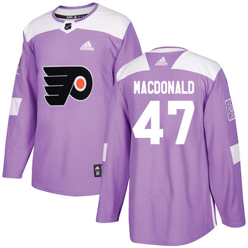 Adidas Philadelphia Flyers #47 Andrew MacDonald Purple Authentic Fights Cancer Stitched Youth NHL Jersey