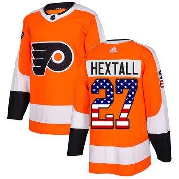 Adidas Philadelphia Flyers #27 Ron Hextall Orange Home Authentic USA Flag Stitched Youth NHL Jersey