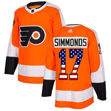 Adidas Philadelphia Flyers #17 Wayne Simmonds Orange Home Authentic USA Flag Stitched Youth NHL Jersey