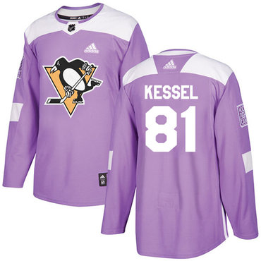 Adidas Pittsburgh Penguins #81 Phil Kessel Purple Authentic Fights Cancer Stitched Youth NHL Jersey