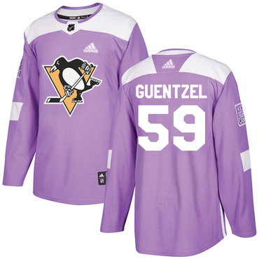 Adidas Pittsburgh Penguins #59 Jake Guentzel Purple Authentic Fights Cancer Stitched Youth NHL Jersey