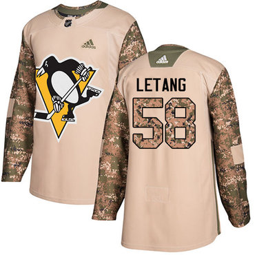 Adidas Pittsburgh Penguins #58 Kris Letang Camo Authentic 2017 Veterans Day Stitched Youth NHL Jersey