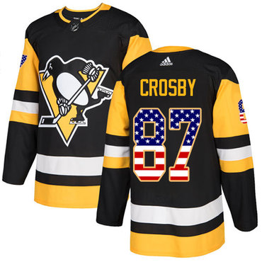 Adidas Pittsburgh Penguins #87 Sidney Crosby Black Home Authentic USA Flag Stitched Youth NHL Jersey