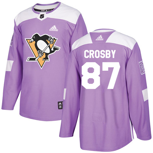 Adidas Pittsburgh Penguins #87 Sidney Crosby Purple Authentic Fights Cancer Stitched Youth NHL Jersey