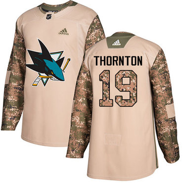 Adidas San Jose Sharks #19 Joe Thornton Camo Authentic 2017 Veterans Day Stitched Youth NHL Jersey