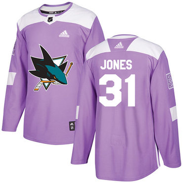 Adidas San Jose Sharks #31 Martin Jones Purple Authentic Fights Cancer Stitched Youth NHL Jersey
