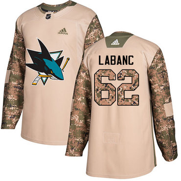 Adidas San Jose Sharks #62 Kevin Labanc Camo Authentic 2017 Veterans Day Stitched Youth NHL Jersey
