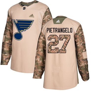 Adidas St. Louis Blues #27 Alex Pietrangelo Camo Authentic 2017 Veterans Day Stitched Youth NHL Jersey