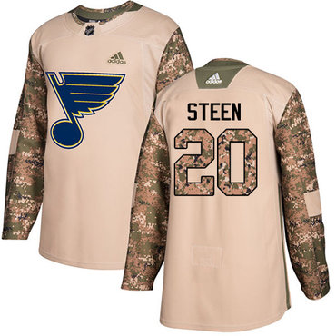 Adidas St. Louis Blues #20 Alexander Steen Camo Authentic 2017 Veterans Day Stitched Youth NHL Jersey