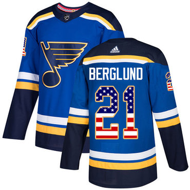 Adidas St. Louis Blues #21 Patrik Berglund Blue Home Authentic USA Flag Stitched Youth NHL Jersey