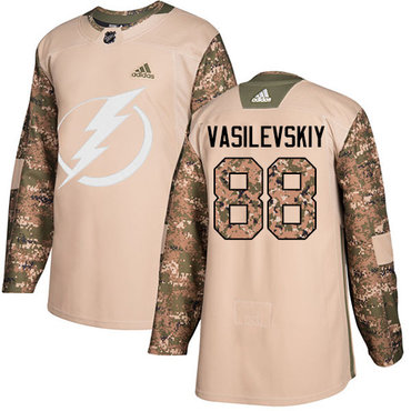 Adidas Tampa Bay Lightning #88 Andrei Vasilevskiy Camo Authentic 2017 Veterans Day Stitched Youth NHL Jersey