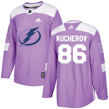 Adidas Tampa Bay Lightning #86 Nikita Kucherov Purple Authentic Fights Cancer Stitched Youth NHL Jersey