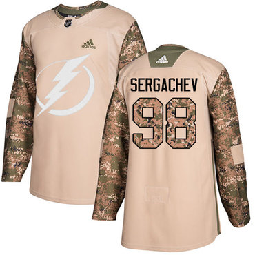 Adidas Tampa Bay Lightning #98 Mikhail Sergachev Camo Authentic 2017 Veterans Day Stitched Youth NHL Jersey