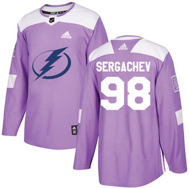 Adidas Tampa Bay Lightning #98 Mikhail Sergachev Purple Authentic Fights Cancer Stitched Youth NHL Jersey