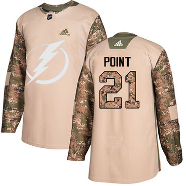 Adidas Tampa Bay Lightning #21 Brayden Point Camo Authentic 2017 Veterans Day Stitched Youth NHL Jersey