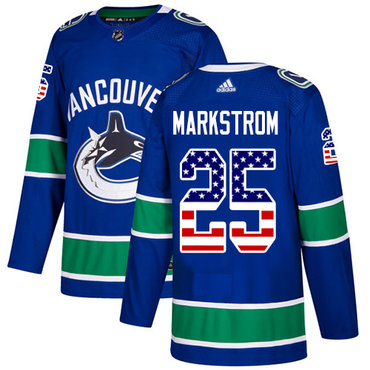 Adidas Vancouver Canucks #25 Jacob Markstrom Blue Home Authentic USA Flag Youth Stitched NHL Jersey