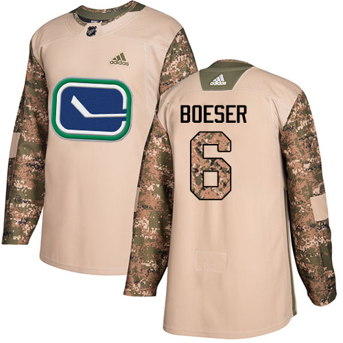 Adidas Vancouver Canucks #6 Brock Boeser Camo Authentic 2017 Veterans Day Youth Stitched NHL Jersey