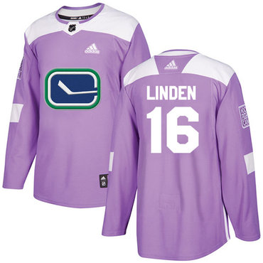 Adidas Vancouver Canucks #16 Trevor Linden Purple Authentic Fights Cancer Youth Stitched NHL Jersey