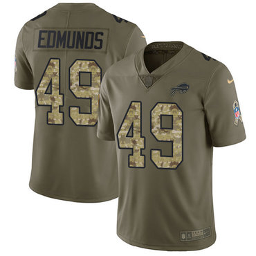 Nike Bills #49 Tremaine Edmunds Olive Camo Youth Stitched NFL Limited 2017 Salute to Service Jersey