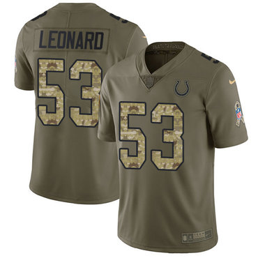 Nike Colts #53 Darius Leonard Olive Camo Youth Stitched NFL Limited 2017 Salute to Service Jersey