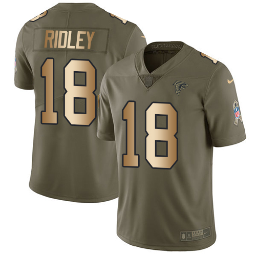 Nike Falcons #18 Calvin Ridley Olive Gold Youth Stitched NFL Limited 2017 Salute to Service Jersey