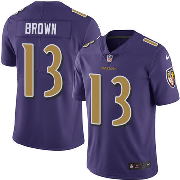 Nike Ravens #13 John Brown Purple Youth Stitched NFL Limited Rush Jersey