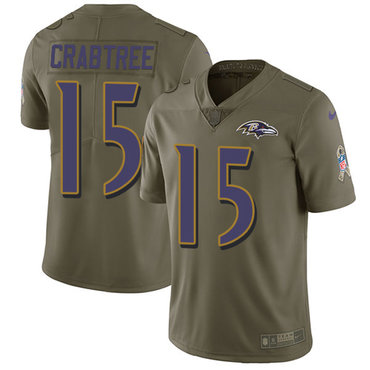 Nike Ravens #15 Michael Crabtree Olive Youth Stitched NFL Limited 2017 Salute to Service Jersey
