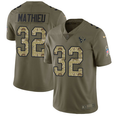 Nike Texans #32 Tyrann Mathieu Olive Camo Youth Stitched NFL Limited 2017 Salute to Service Jersey