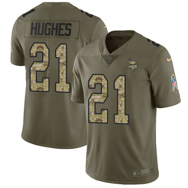 Nike Vikings #21 Mike Hughes Olive Camo Youth Stitched NFL Limited 2017 Salute to Service Jersey
