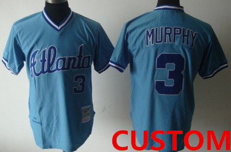 Custom Atlanta Braves Light Blue Throwback Jersey
