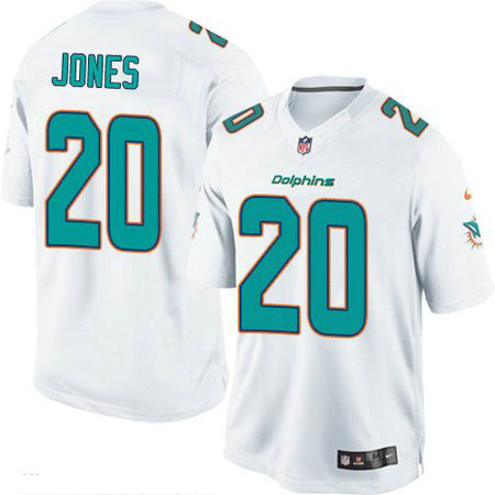 Men's Miami Dolphins #20 Reshad Jones White Road Stitched NFL Nike Game Jersey