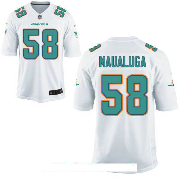 Men's Miami Dolphins #58 Rey Maualuga White Road Stitched NFL Nike Game Jersey