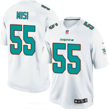 Men's Miami Dolphins #55 Koa Misi White Road Stitched NFL Nike Game Jersey