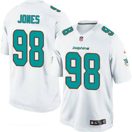 Men's Miami Dolphins #98 Jason Jones White Road Stitched NFL Nike Game Jersey