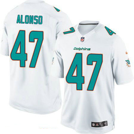 Men's Miami Dolphins #47 Kiko Alonso White Road Stitched NFL Nike Game Jersey