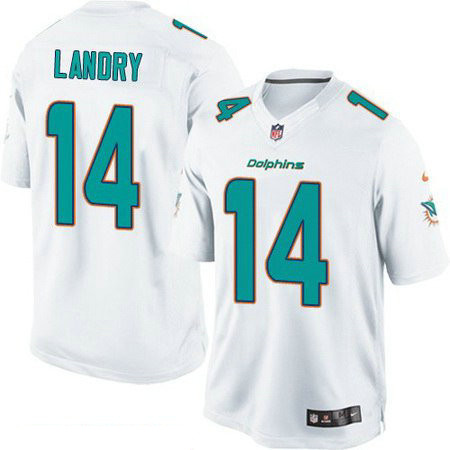 Men's Miami Dolphins #14 Jarvis Landry White Road Stitched NFL Nike Game Jersey