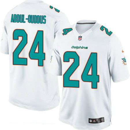Men's Miami Dolphins #24 Isa Abdul-Quddus White Road Stitched NFL Nike Game Jersey