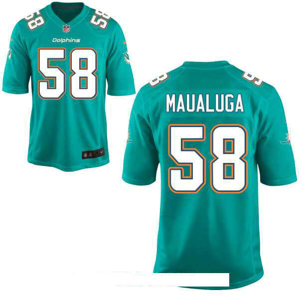 Men's Miami Dolphins #58 Rey Maualuga Green Team Color Stitched NFL Nike Game Jersey