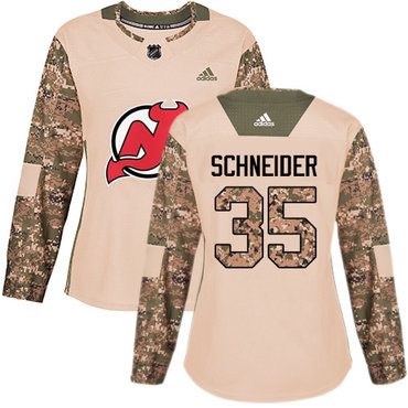 Adidas New Jersey Devils #35 Cory Schneider Camo Authentic 2017 Veterans Day Women's Stitched NHL Jersey
