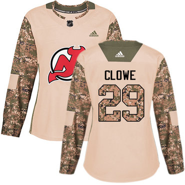 Adidas New Jersey Devils #29 Ryane Clowe Camo Authentic 2017 Veterans Day Women's Stitched NHL Jersey